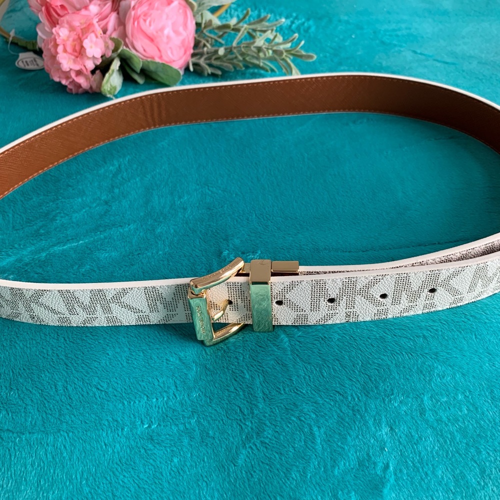 Michael Kors Logo Reversible Gold Buckle Belt